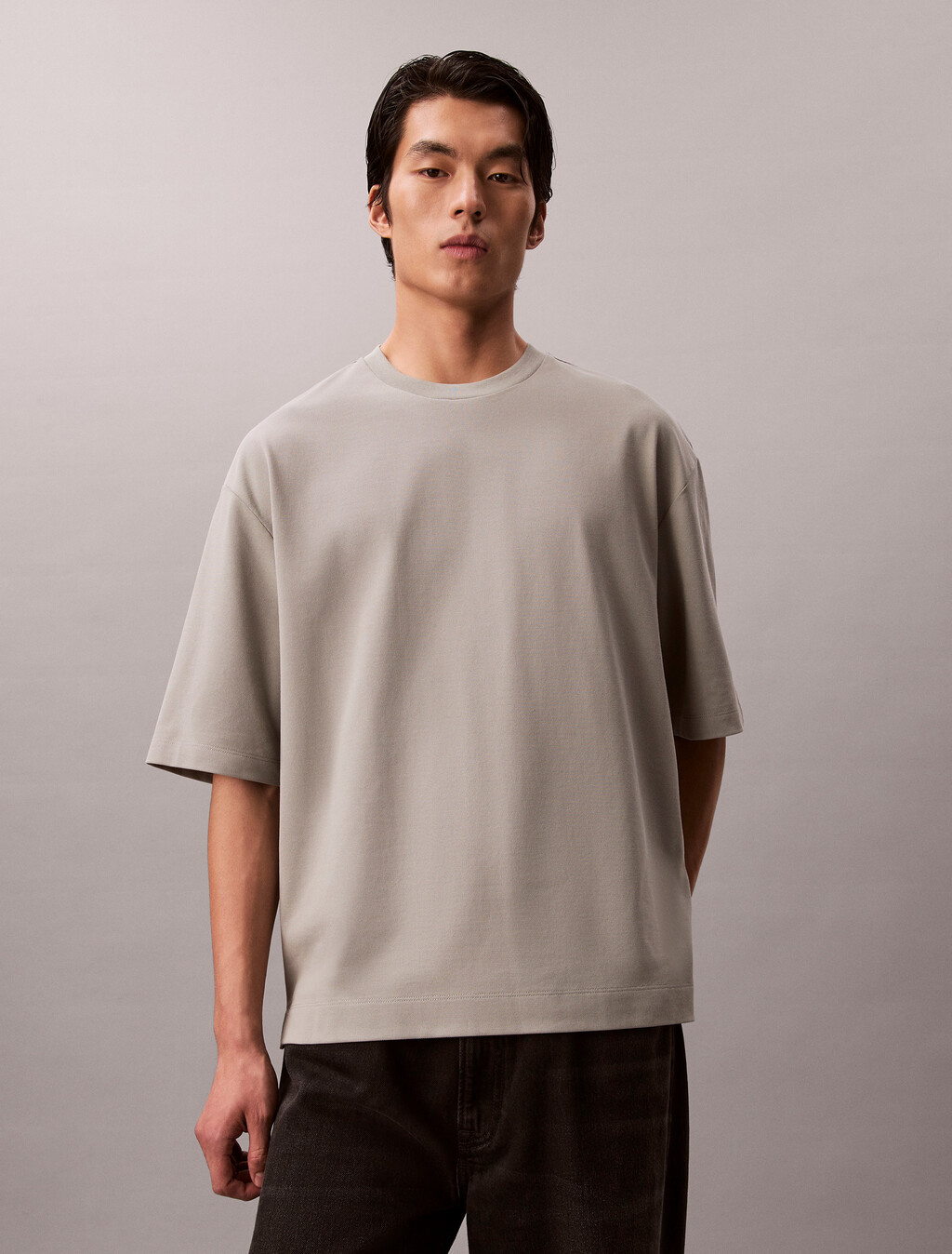 Monogram 壓花標誌涼感寬版 T 恤, Shadow, hi-res