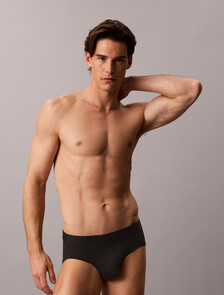 CK Black Cotton Stretch Hip Brief, Black, hi-res