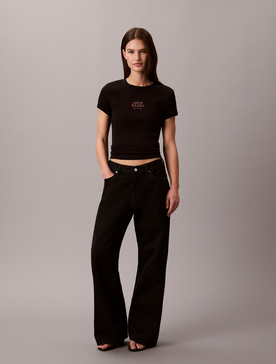 Slim Ribbed Cotton Logo T-shirt