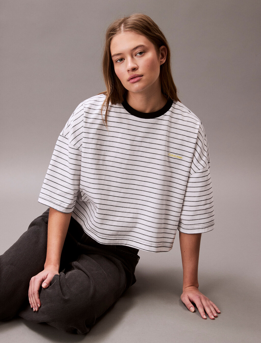 Striped Cropped Boxy Tee, 19005 CSW25S_W010+1_Brilliant White, hi-res