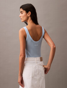 人造絲羅紋針織背心, Halogen Blue, hi-res