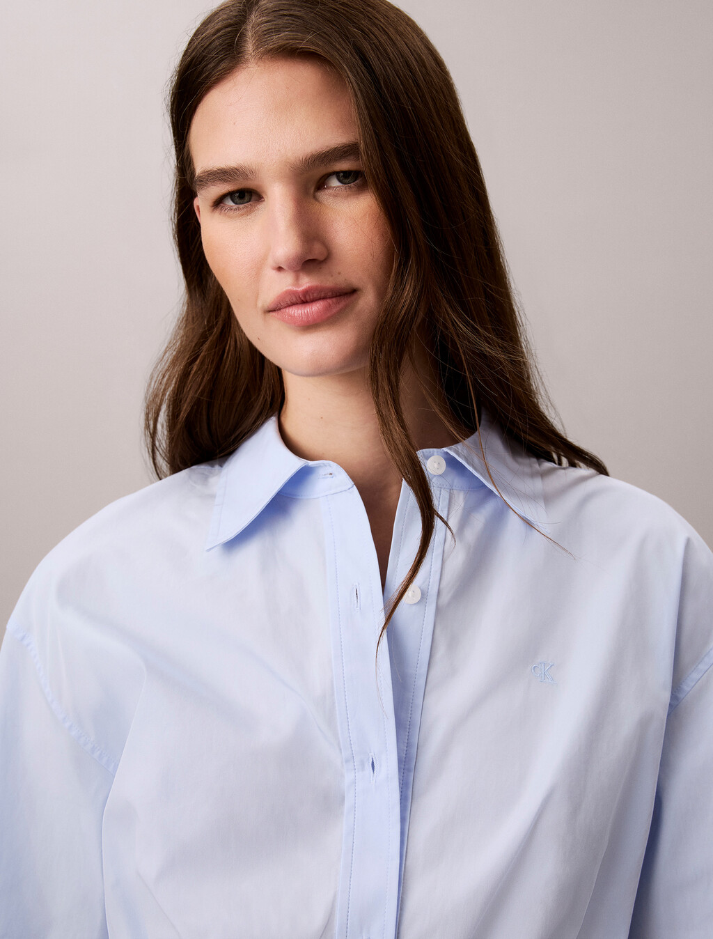 Logo Waistband Cropped Shirt, Sweet Blue, hi-res