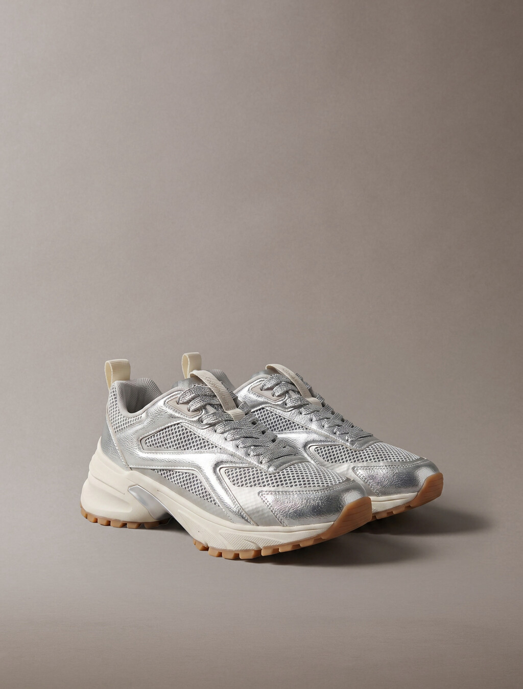 Metallic Mesh Hike Runner Sneaker, Silver/Dk Ecru/Light Gum, hi-res