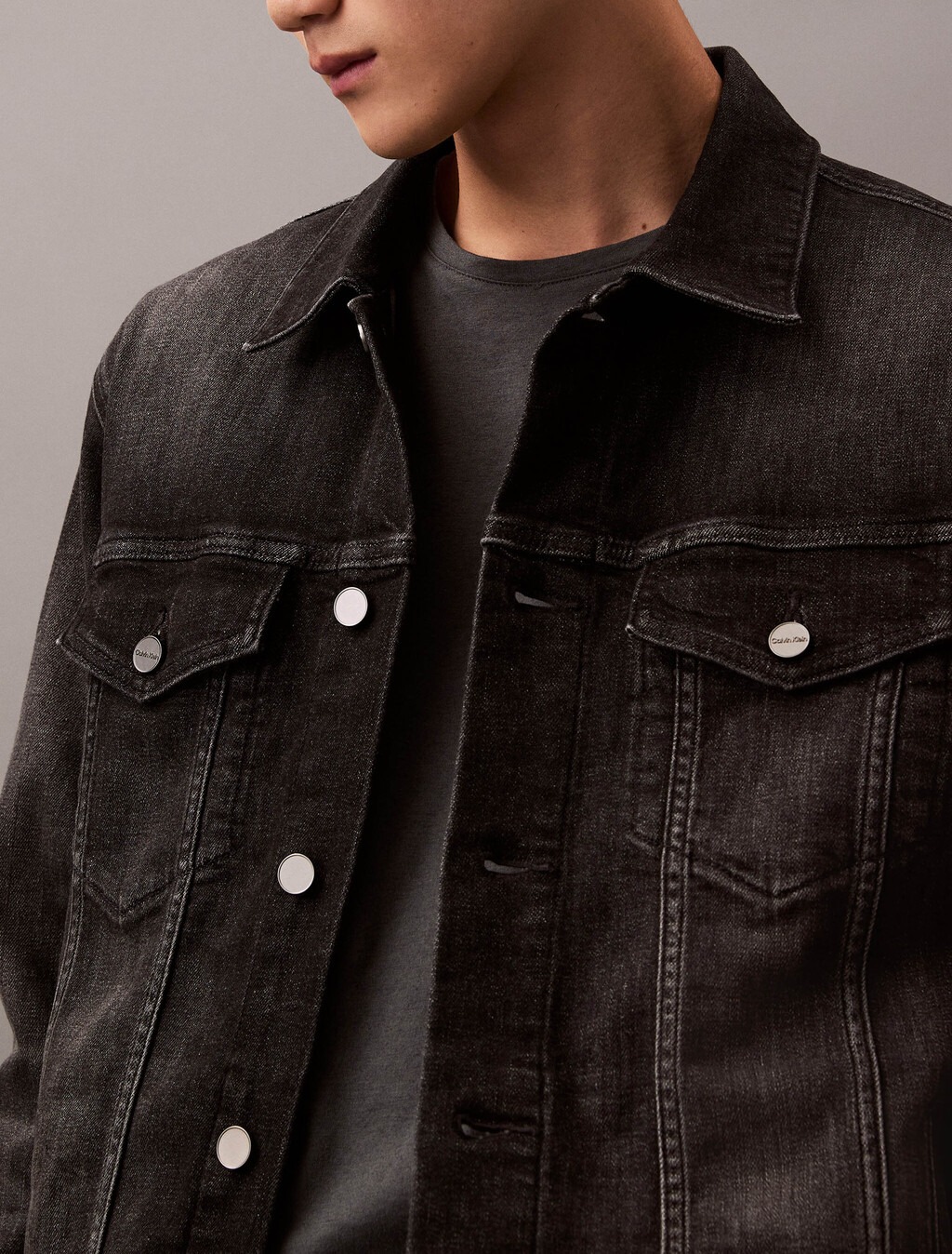 Cashmere Denim Trucker Jacket, MIDNIGHT STONE, hi-res