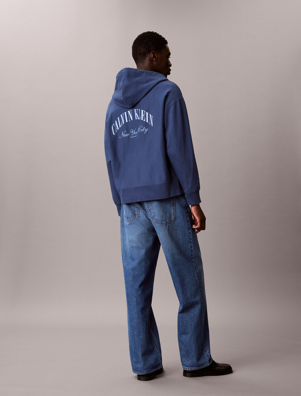 棒球風標誌拉鍊連帽外套, Dark Denim, hi-res