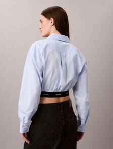 Logo Waistband Cropped Shirt, Sweet Blue, hi-res
