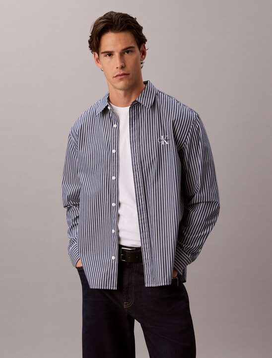 Stripe Washed Poplin Relaxed Shirt