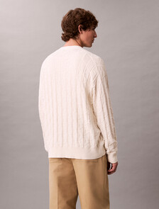 Allover Emblem Logo Relaxed Cardigan, Tofu, hi-res