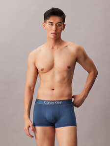 CK Pro Fit Micro Low Rise Trunks, Dark Denim w/ White Logo, hi-res