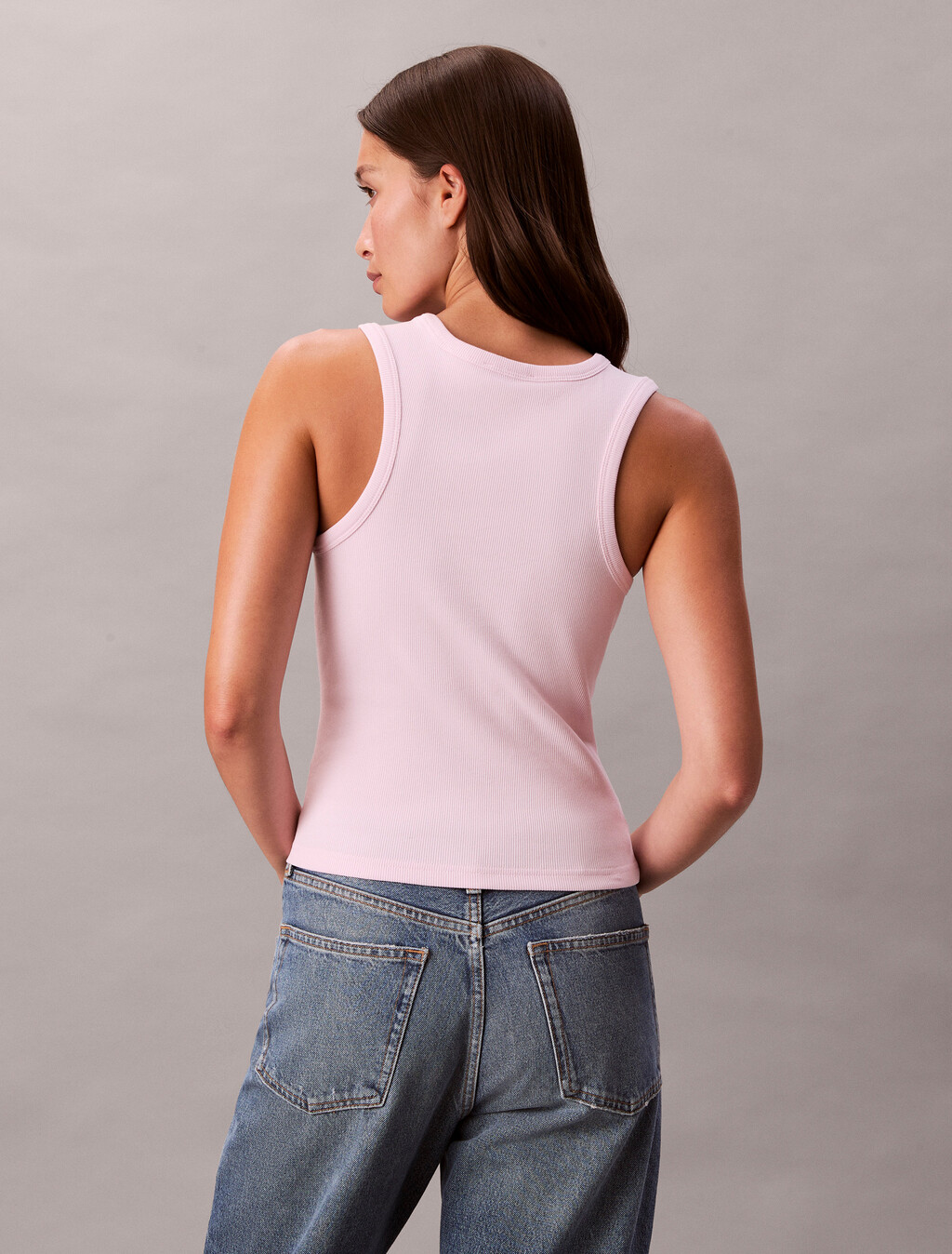 棉質彈性羅紋針織背心, Pearly Pink, hi-res