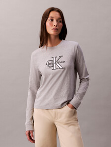 Monogram 標誌長袖 T 恤, BC06 Grey Heather, hi-res
