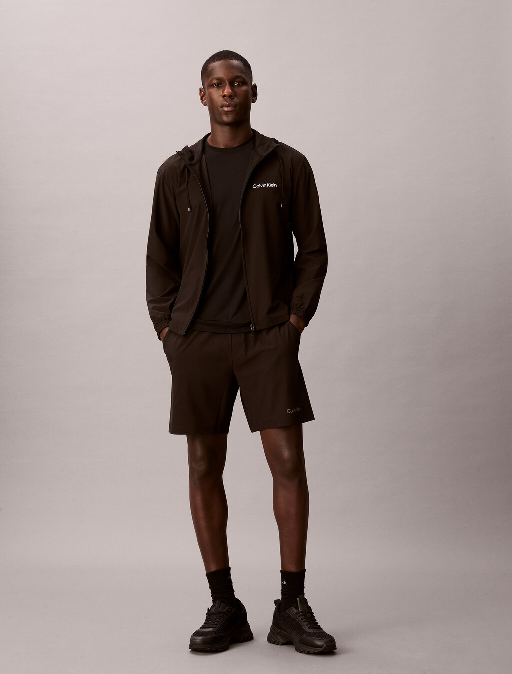 抗潑水連帽風衣, Black, hi-res