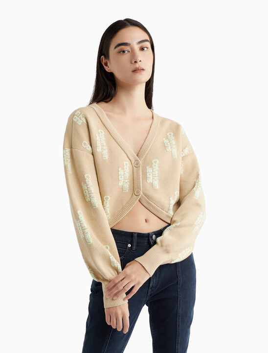 All Over Print Cropped Cardigan