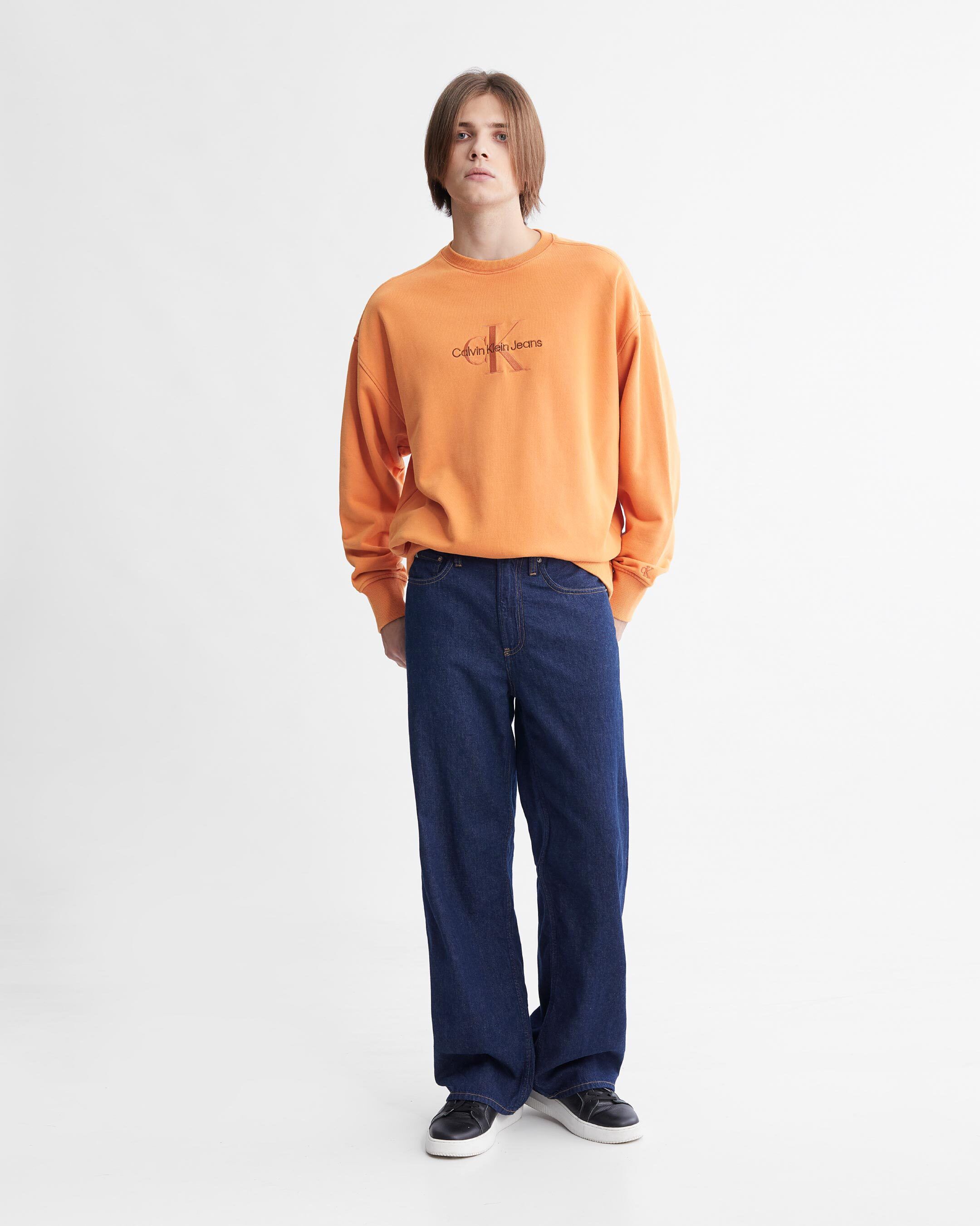 Naturals Mineral Dye Monologo Sweatshirt orange Calvin Klein