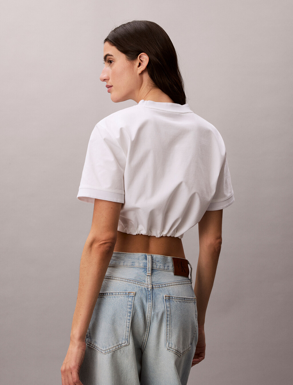 Cropped Tie Waist Logo T-shirt, Bright White, hi-res