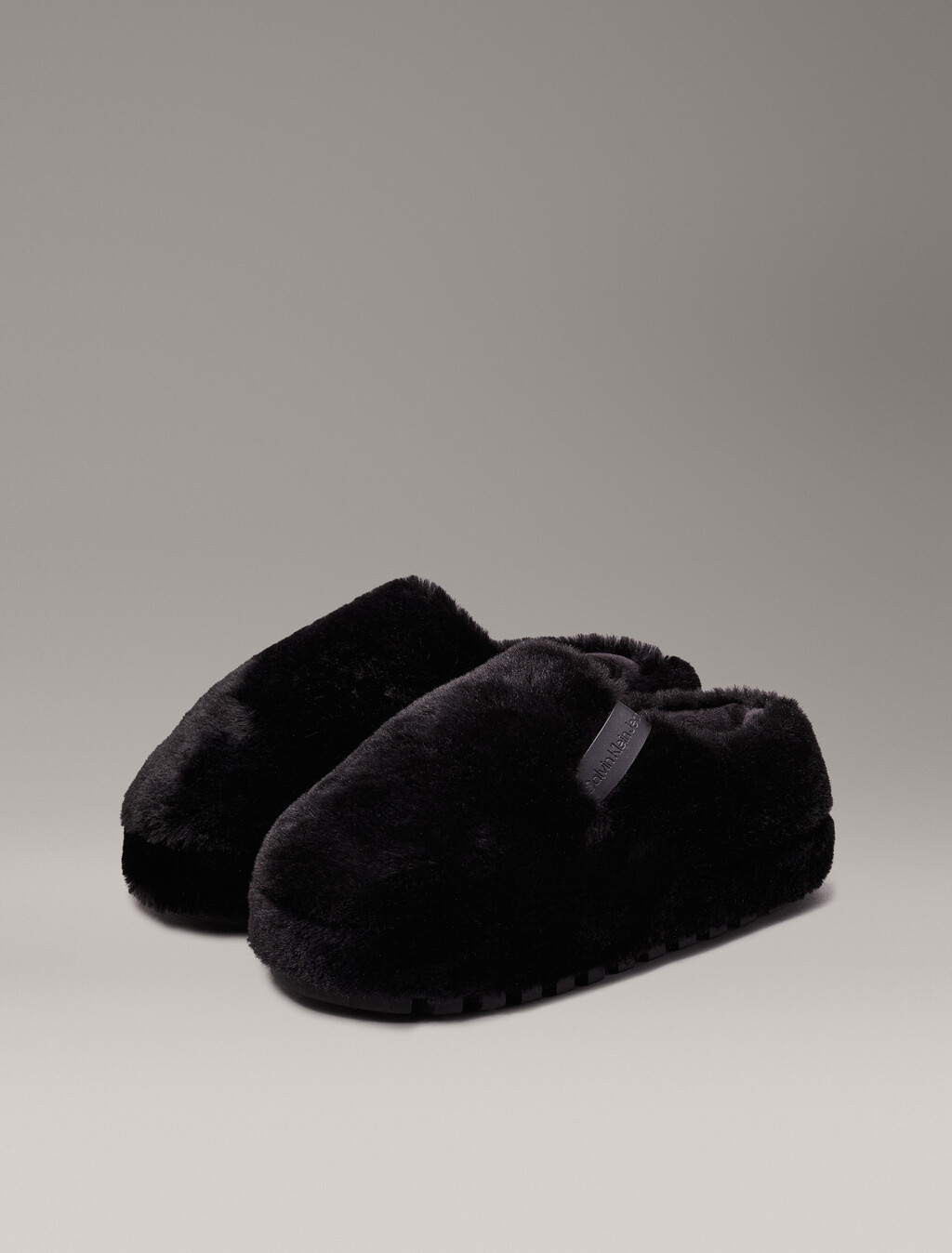 合成毛皮拖鞋, Triple Black, hi-res