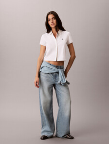 Cooling Jersey Cropped Polo, Bright White, hi-res