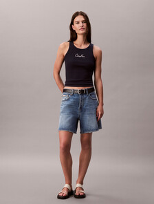 Rib Knit Tank Top, Dark Sapphire, hi-res