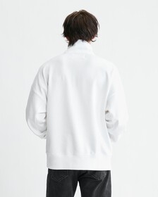 Institutional Oversized Half Zip Sweatshirt, Bright White, hi-res