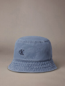 Small Monogram Denim Bucket Hat, New Blue, hi-res