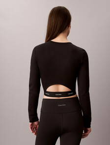 Logo Band Cropped Long Sleeve Top, Black, hi-res