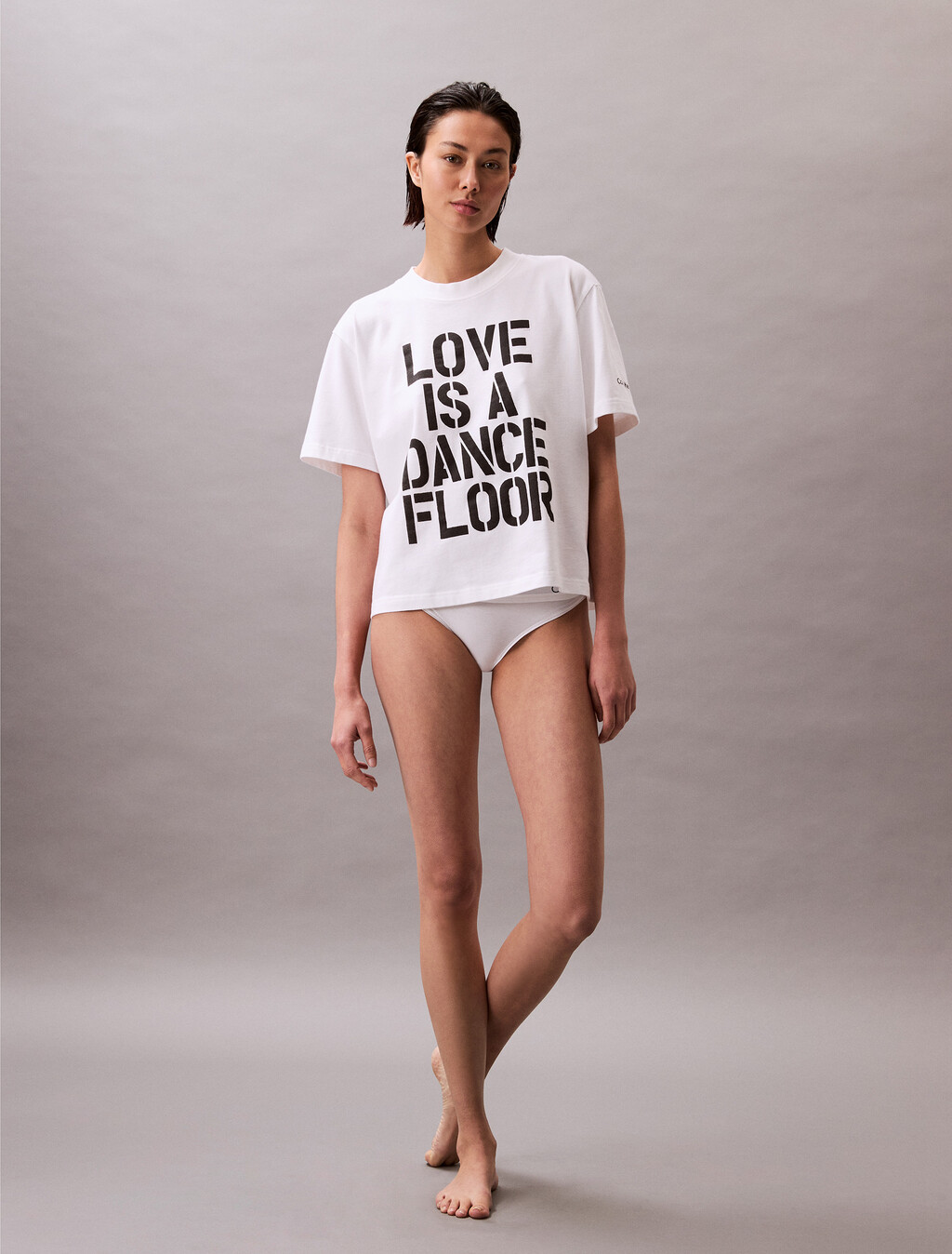 Pride Love Is A Dance Floor 圖案寬版 T 恤, Bright White, hi-res