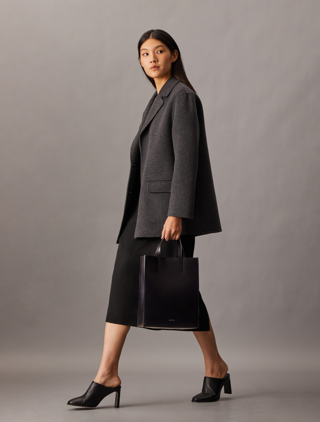 CK Paper Bag Leather Mini Tote, Black Beauty, hi-res