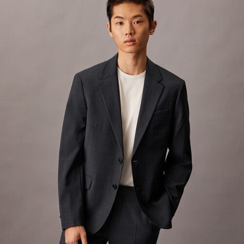 精製羊毛混紡修身西裝外套 Charcoal Heather