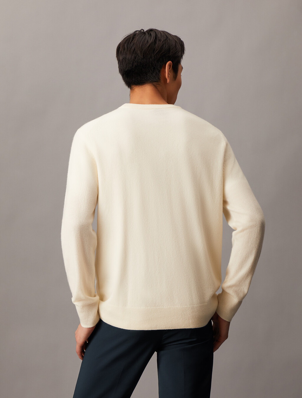 Classic Cashmere Crewneck Sweater, Antique White, hi-res