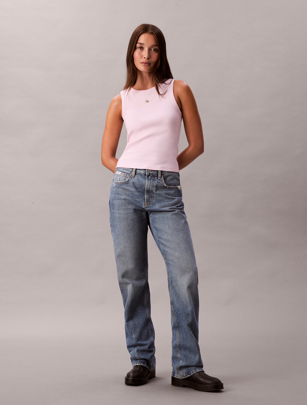 棉質彈性羅紋針織背心, Pearly Pink, hi-res