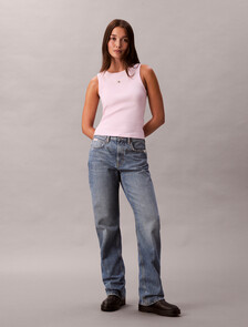 棉質彈性羅紋針織背心, Pearly Pink, hi-res