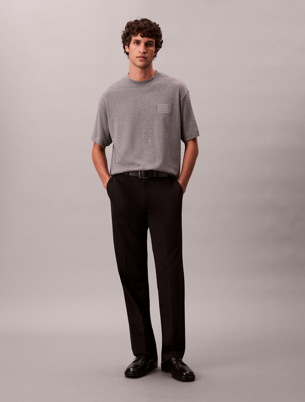 CK 徽章貼飾 T 恤, Med Grey Heather, hi-res