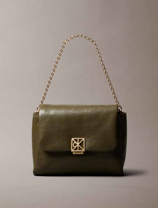 Padded Emblem Hardware Crossbody Bag