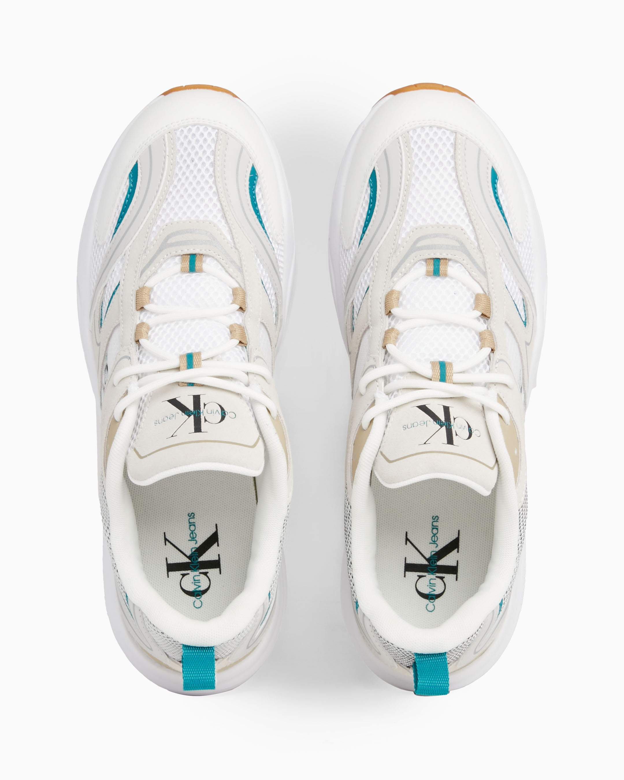 Calvin klein 25w39nyc striped 2025 leather suede sneakers
