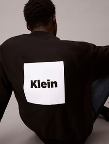 高級抓絨標誌圖案寬鬆衛衣, Black, hi-res