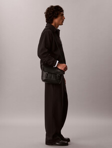Pebbled Signature Logo Messenger Bag, Black, hi-res