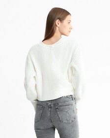 Cashmere Back Detail Sweater, Ivory, hi-res