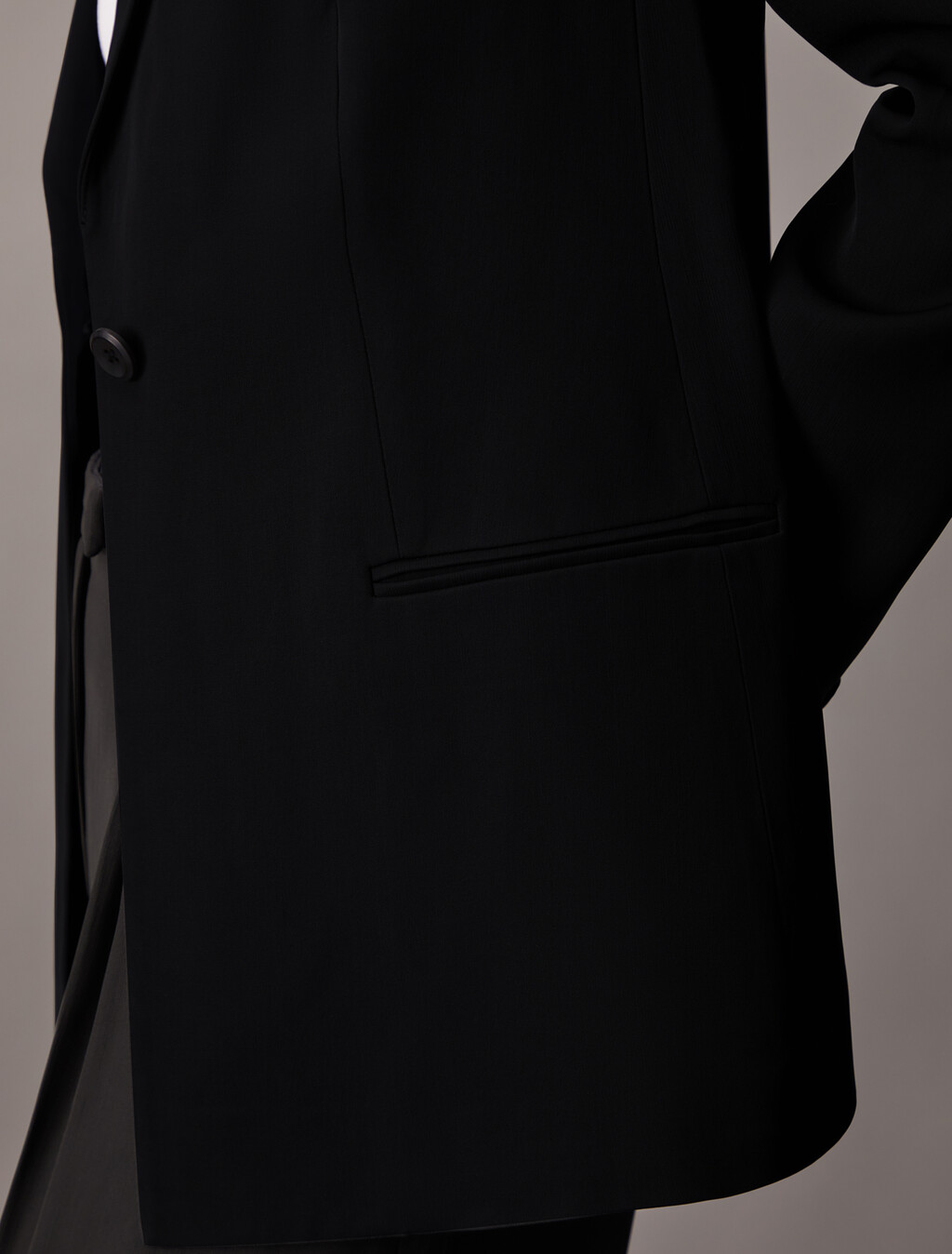 Hero 粘膠纖維斜紋修身西裝外套, Black, hi-res