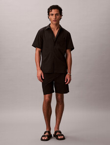Seersucker Short Sleeve Shirt, Black, hi-res