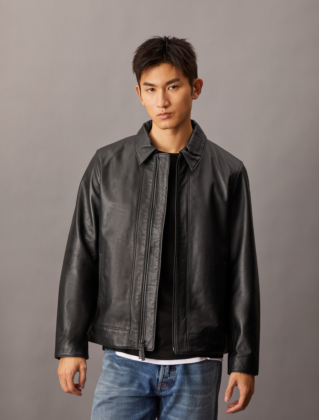 The Calvin 絲光棉圓領 T 恤, Black, hi-res