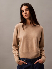 Cashmere Crewneck Sweater, Brindle, hi-res