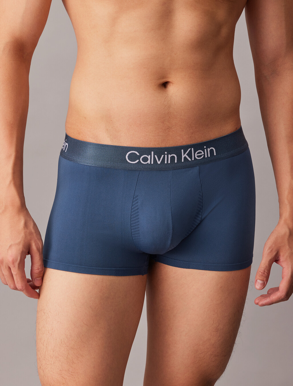 CK Pro Fit Micro Low Rise Trunks, Dark Denim w/ White Logo, hi-res