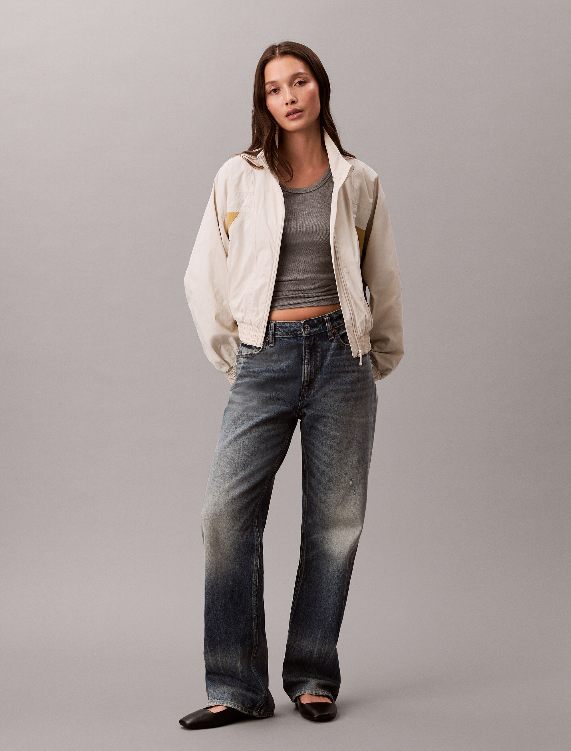Cropped Colour Block Nylon Jacket | brown | Calvin Klein Taiwan