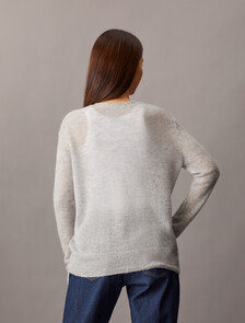 Sheer Alpaca Open Gauge Cardigan, Executive Blue, hi-res