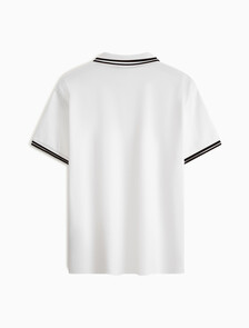 Monologo 標誌修身飾邊 Polo 衫, Bright White, hi-res