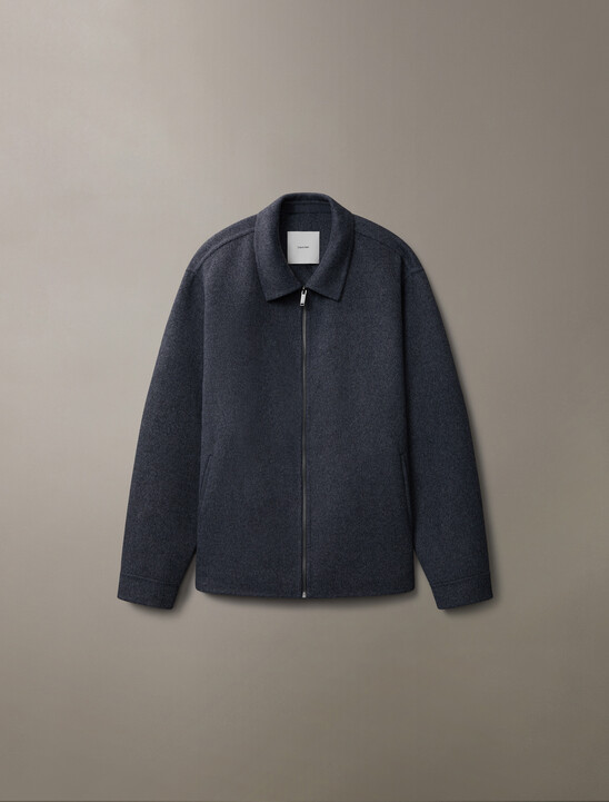 Mélange Wool Blend Short Full Zip Jacket