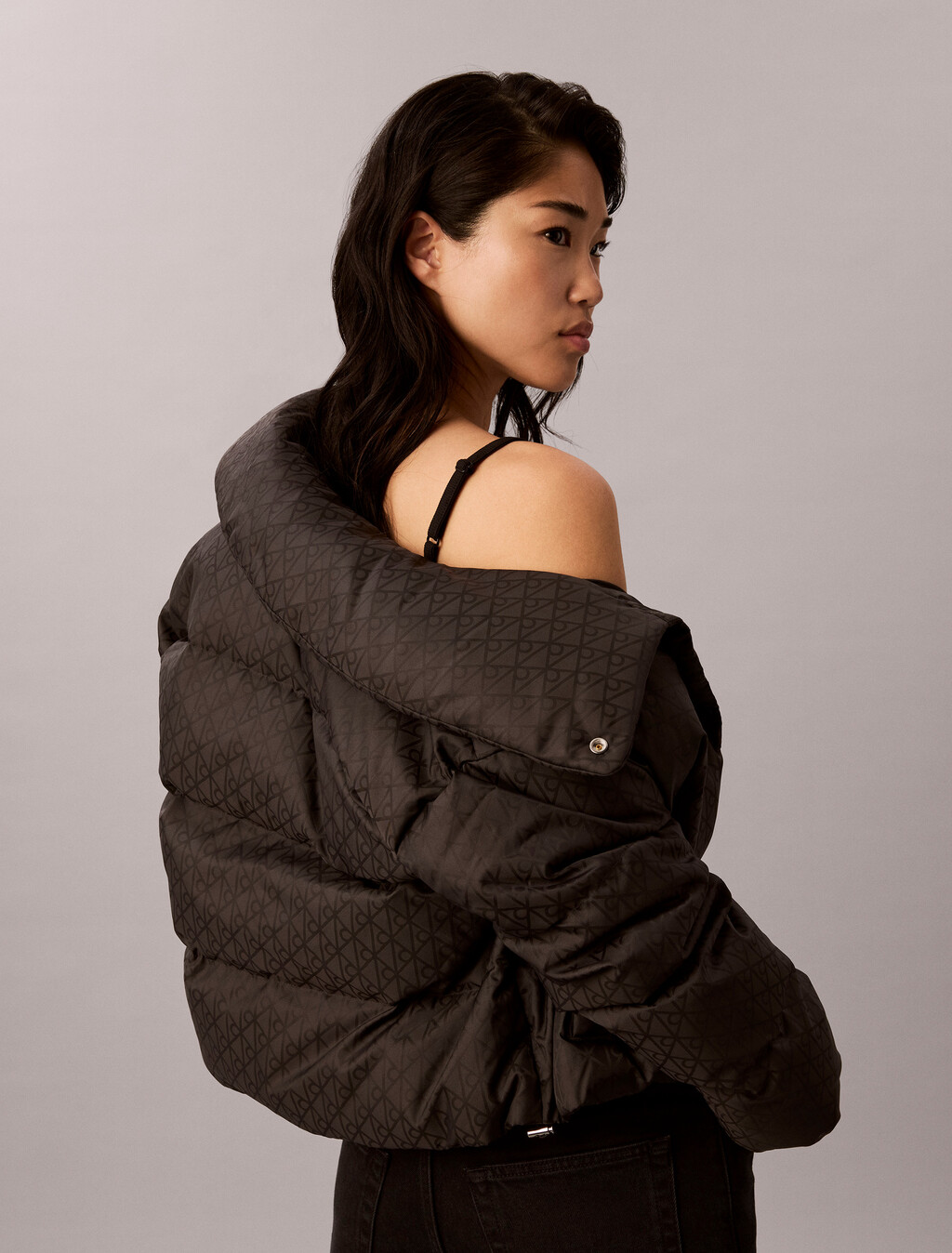 標誌羽絨外套, Black CK Emblem Jacquard, hi-res