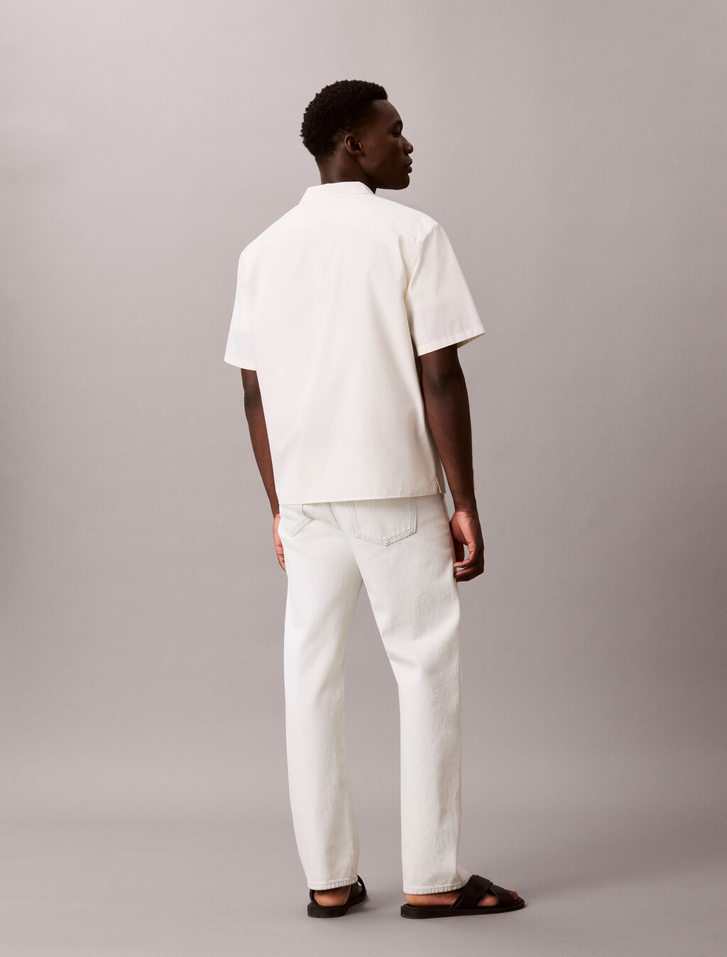 Washed Cotton Poplin Relaxed Shirt, Tofu, hi-res