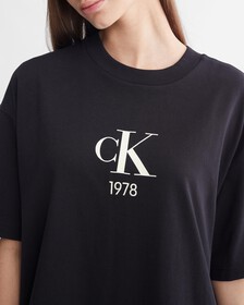 學院風寬鬆 T 恤洋裝, Ck Black, hi-res