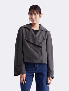 Cropped Trench Coat, Mulch, hi-res